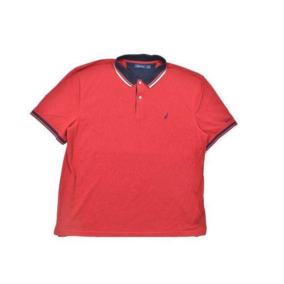 Nautica Size 3XL Red Polo Shirt Short Sleeve Solid Cotton Blend - Picture 1 of 8
